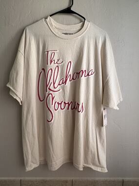 NWT Oklahoma Sooners T Shirt Mens Sz XL Cream Short Sleeve Cotton Crew Neck NCAA